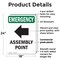 Signmission Assembly Point (Left Arrow) With Symbol, 18 in W x Rectangle, Plastic OS-2PACK-EM-P-1824-V-10430 - alternate 4